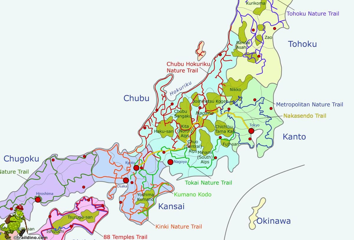 mapa dos alpes japoneses