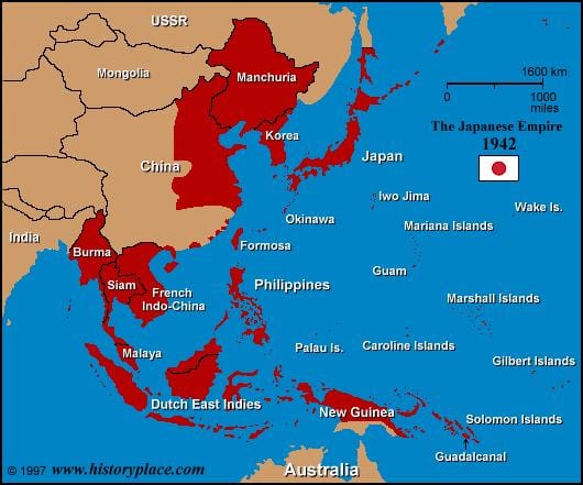 mapa do império japonês