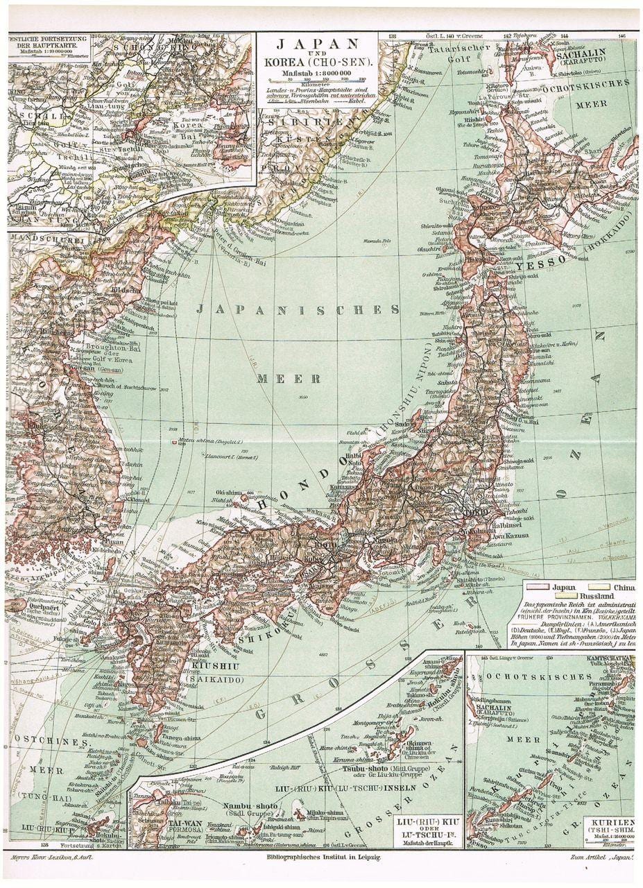 antigo mapa do japão