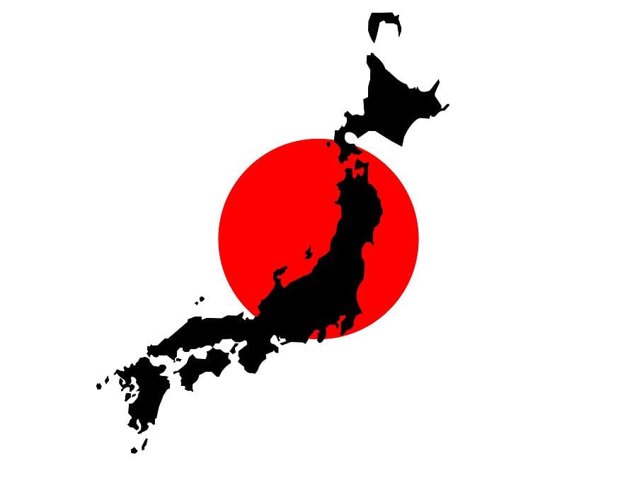 japão mapa bandeira