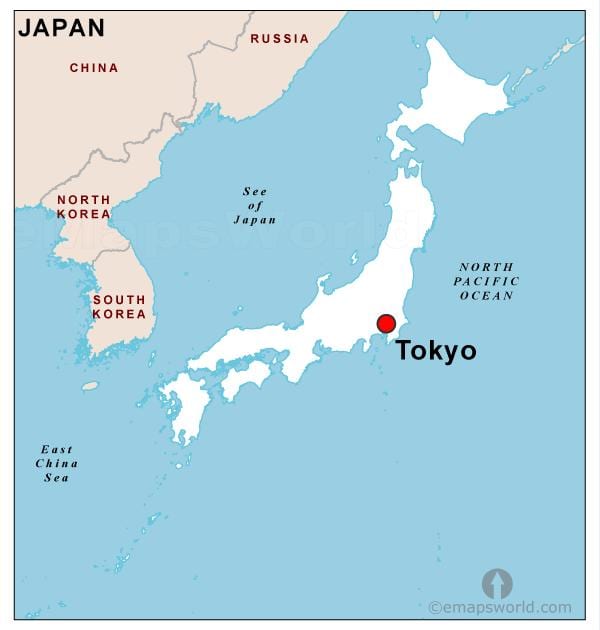 capital do japão mapa
