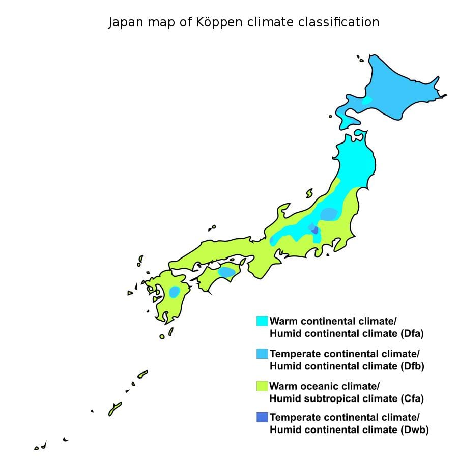 clima mapa do japão