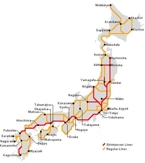 ferroviária do japão mapa