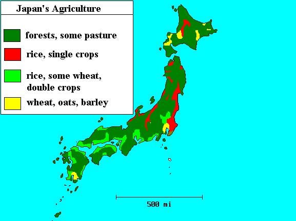 mapa do japão florestas