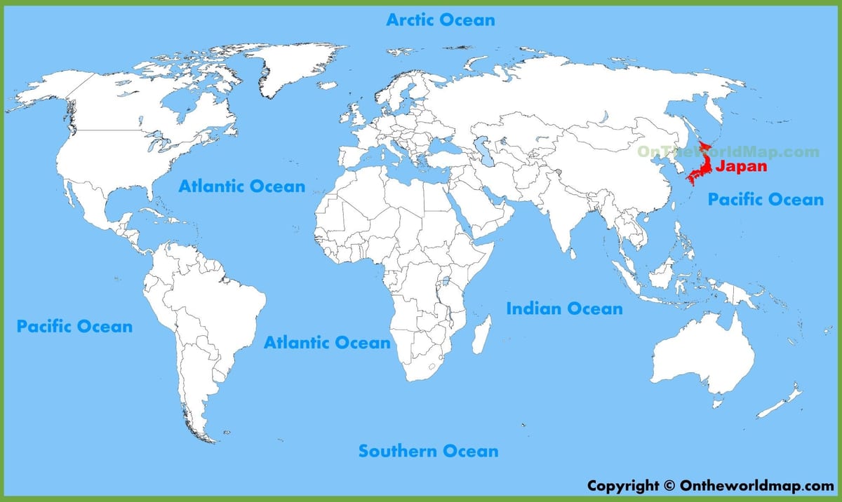 mapa de localização do japão