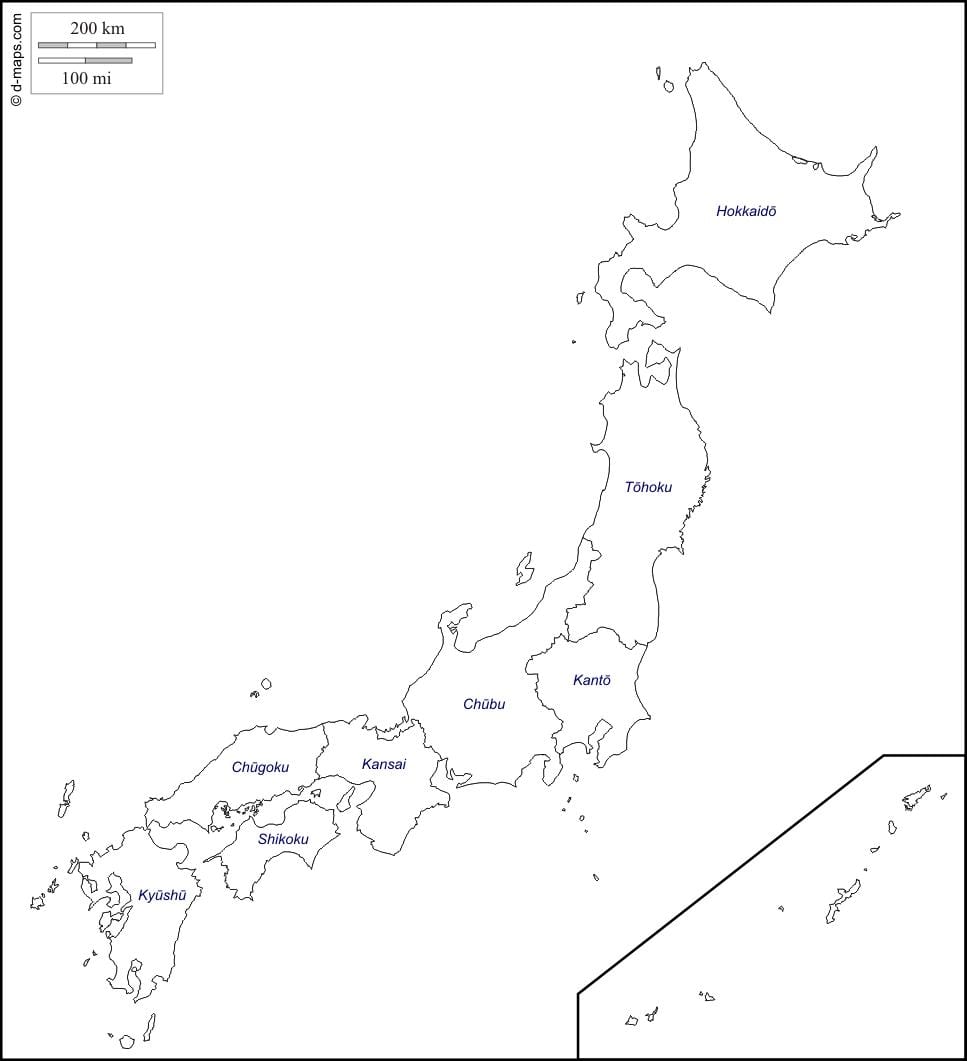 contorno do mapa do japão