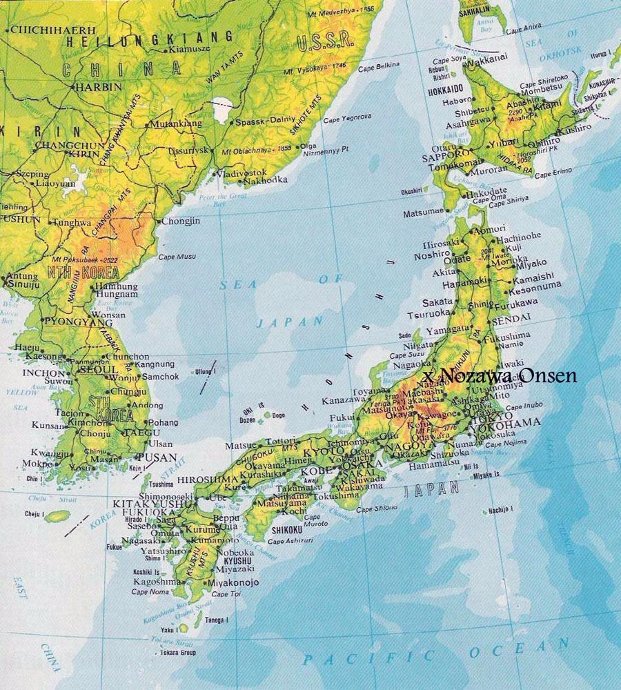 mapa de elevação do japão