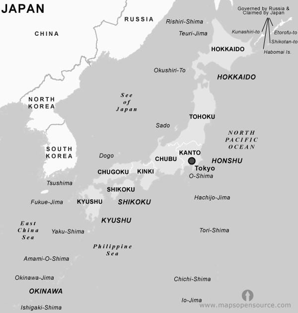 preto e branco mapa do japão