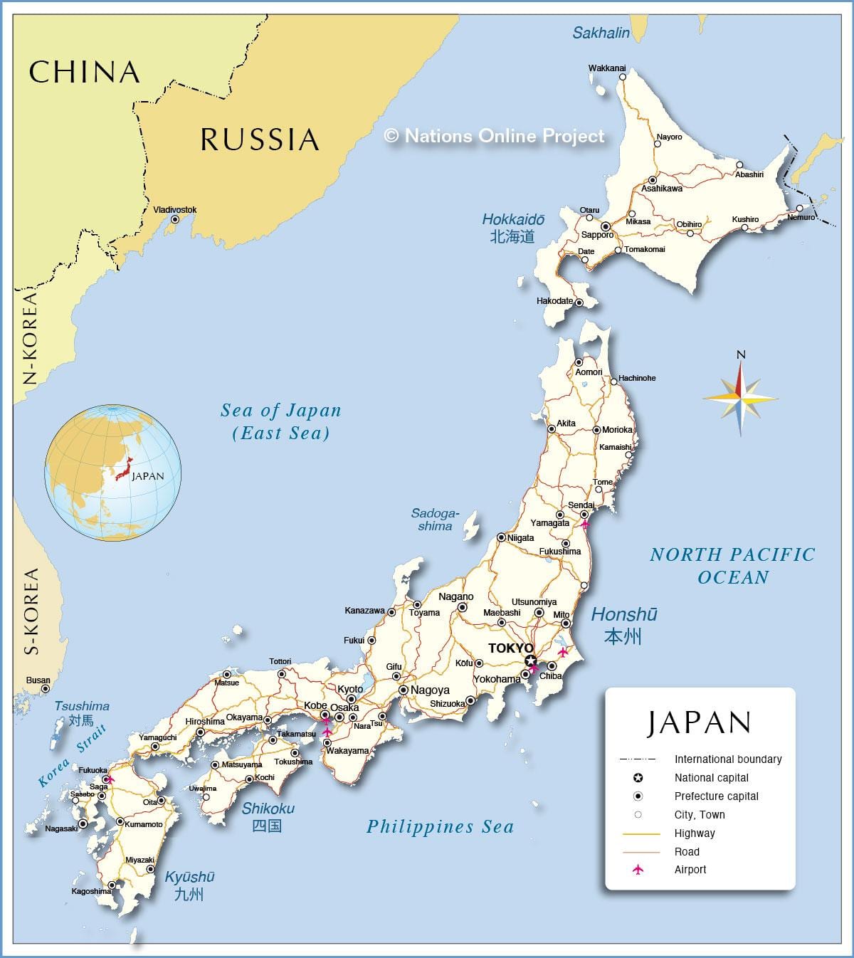 mapa do japão