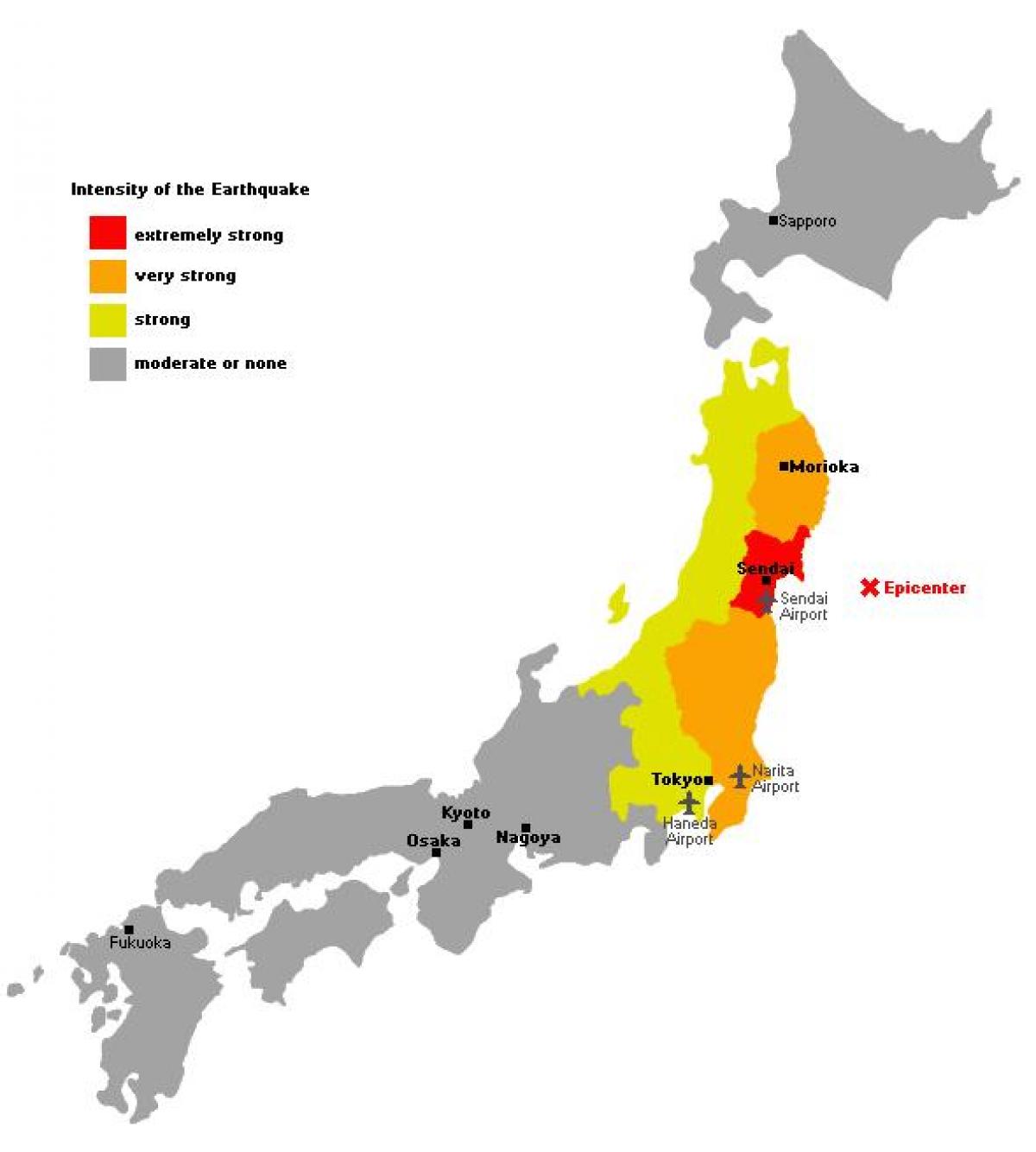 mapa do japão tsunami