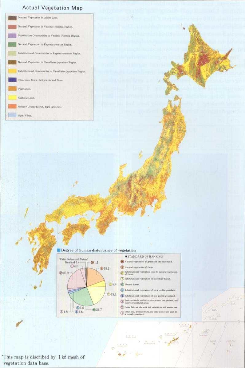 mapa do japão vegetação