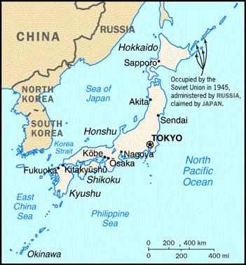 japão e países vizinhos mapa