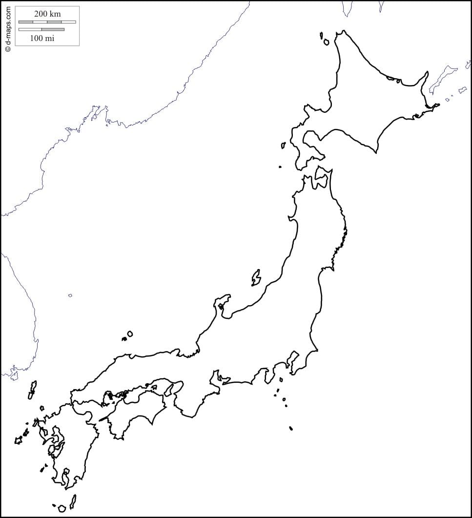 mapa em branco japão