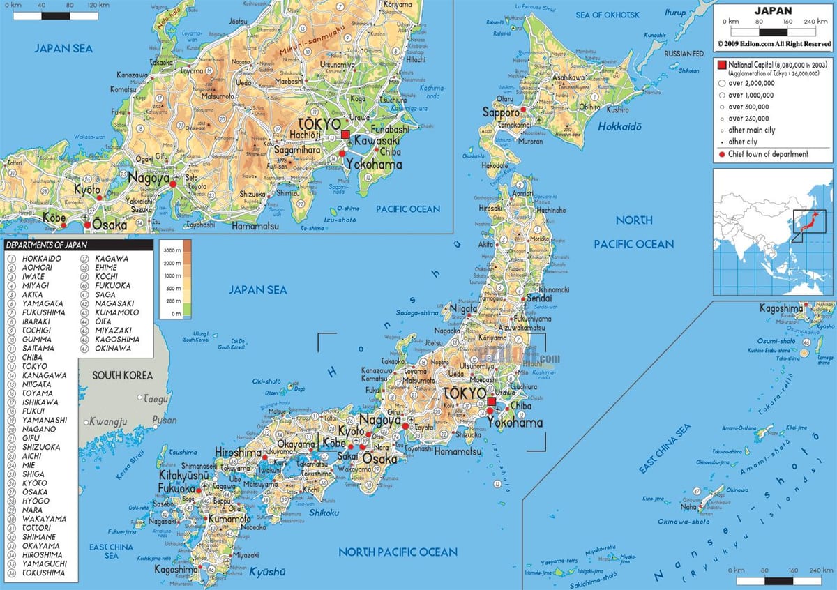 mapa do japão geográfica