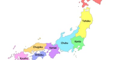 Japão regiões do mapa