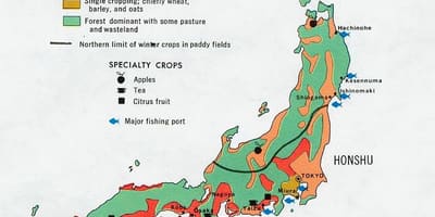 Mapa do japão agricultura