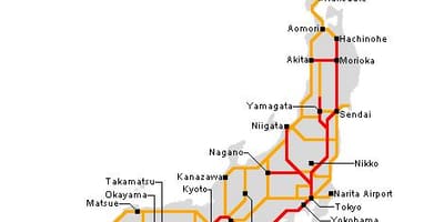 Ferroviária do japão mapa