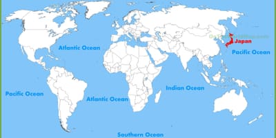 Mapa de localização do japão