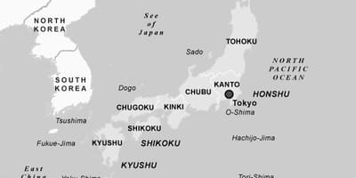 Preto e branco mapa do japão