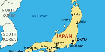 Japão mapa com cidades principais