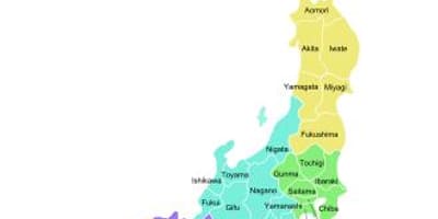 Japão mapa de províncias