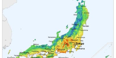 A radiação do japão mapa