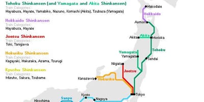Trem-bala mapa do japão