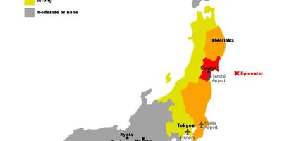 Mapa do japão tsunami